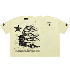 Hellstar Flame Lady Profile Cream Yellow Tee