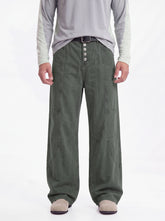 Dewpoint - Button Straight-Leg Wide Cargo Pants