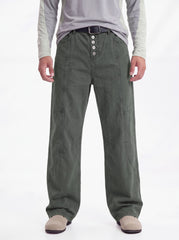 Dewpoint - Button Straight-Leg Wide Cargo Pants