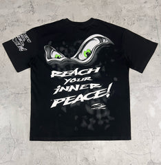 Hellstar Om Symbol Green Graffiti Black Tee