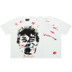 Hellstar Lip Print Punk Portrait White Tee