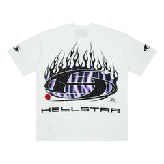 Hellstar Purple Flame Oval Logo White Tee