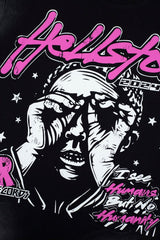 Hellstar Pink Letter Portrait Black Tee