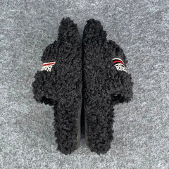 Balenciaga Wmns Furry Slides 'Black Red'