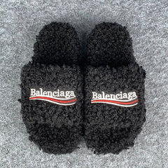 Balenciaga Wmns Furry Slides 'Black Red'