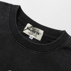 Majestik “Fearless” Angel & Demon Rhinestone Vintage Tee(Black)