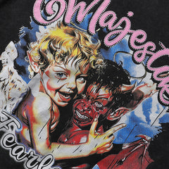 Majestik “Fearless” Angel & Demon Rhinestone Vintage Tee(Black)