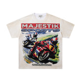 Majestik “World Tour” Motorcycle Racing Rhinestone Vintage Tee