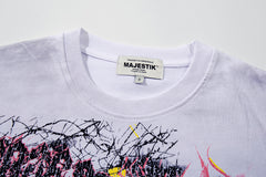 Majestik “Chaos Graffiti” Abstract Rhinestone Vintage Tee