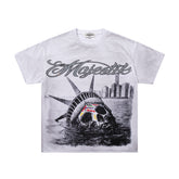 Majestik “Dystopian Liberty” Skull Rhinestone Vintage Tee