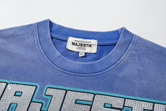 Majestik “Department” Skeleton Driving Rhinestone Vintage Tee