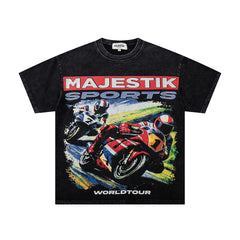 Majestik “World Tour” Motorcycle Racing Rhinestone Vintage Tee