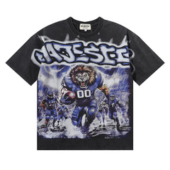 Majestik “Gridiron Lion” Football Rhinestone Vintage Tee