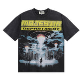 Majestik “Department” UFO Abduction Vintage Tee(Black)