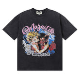 Majestik “Fearless” Angel & Demon Rhinestone Vintage Tee(Black)