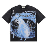 Majestik “Fearless” Astronaut & Skeleton Rhinestone Vintage Tee