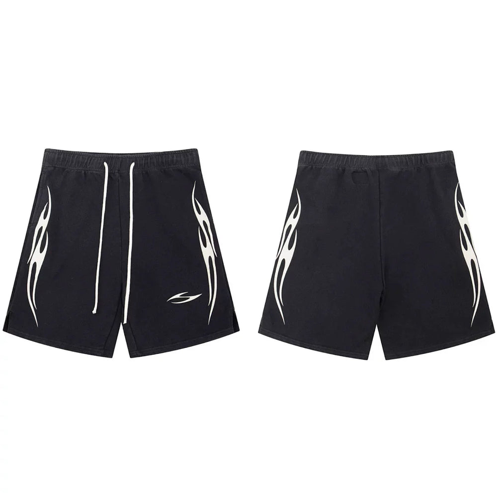 Hellstar Side Flame Graphic Black Shorts