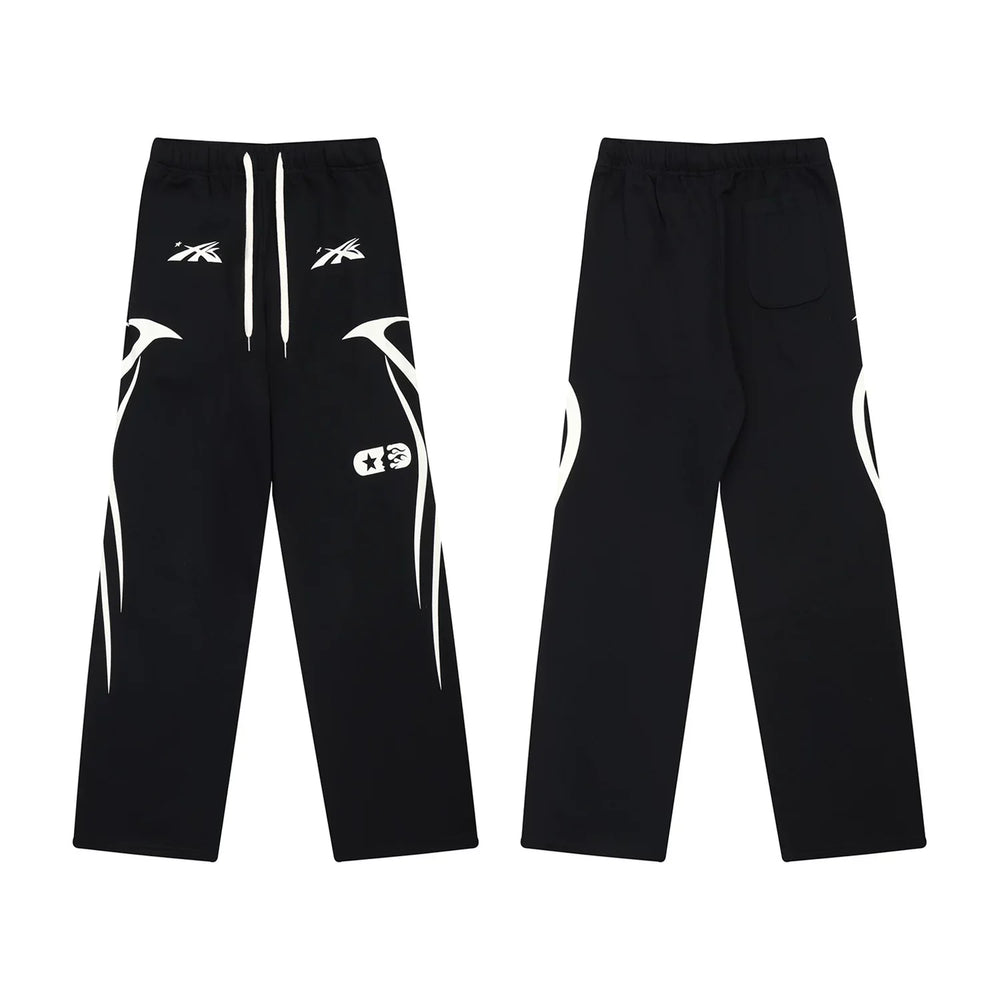 Hellstar Side Flame Graphic Drawstring Sweatpant black