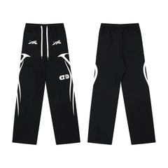 Hellstar Side Flame Graphic Drawstring Sweatpant black