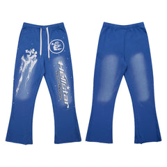 Hellstar Graphic Print Drawstring Sweatpants blue