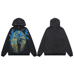 Vale Forever Gothic Scarecrow/Moon Graphic Pullover Hoodie