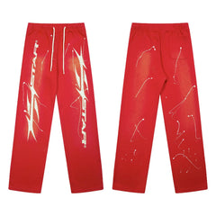 Hellstar Paint Splatter Star Sweatpants red