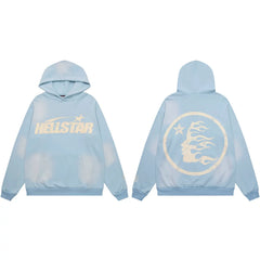 Hellstar Classic Logo & Flame Face Hoodie blue