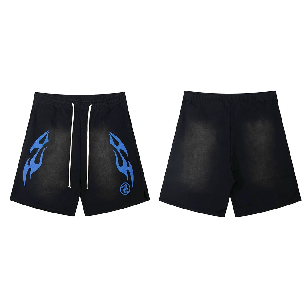 Hellstar Tribal Flame Gradient Shorts black