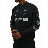 FPA moisture absorbing quick drying semi high neck base long sleeved spring outdoor sports and leisure printed white black T-shirt for men