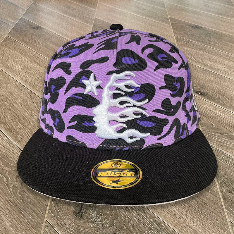 Hellstar Flame Side Profile Graphic Snapback Hat - Purple/Black