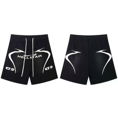 Hellstar Curved Graphic Shorts black