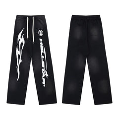 Hellstar Flame & Logo Drawstring Sweatpants black