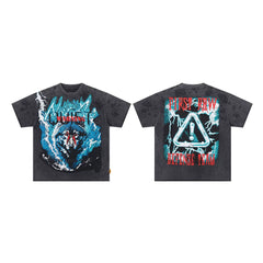 First Row “Defense Team / Warning” Wolf & Lightning Vintage Tee