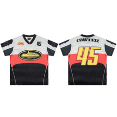 Corteiz Number 45 Athletic Jersey T-Shirt - Grey/Black/Red/Yellow
