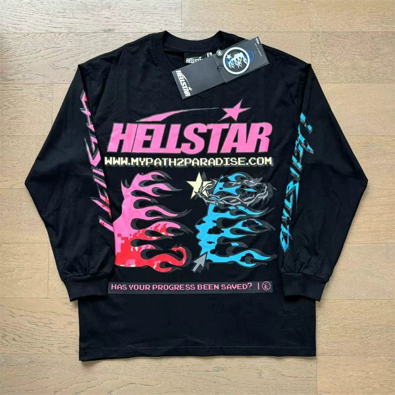 Hellstar "Path 2 Paradise" Flaming Long Sleeve Tee black