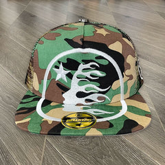 Hellstar Flame Side Profile Graphic Snapback Hat - Camo