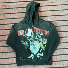 Vale Forever Valley Dreams Crest & Shield Graphic Vintage Wash Full-Zip Hoodie