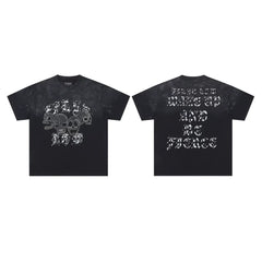 First Row “Wake Up and Be Fierce” Multi-Skull Vintage Tee