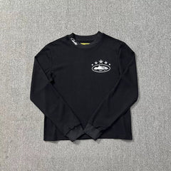 Corteiz Alcatraz 4-Star Logo Long Sleeve Thermal Tee - Black