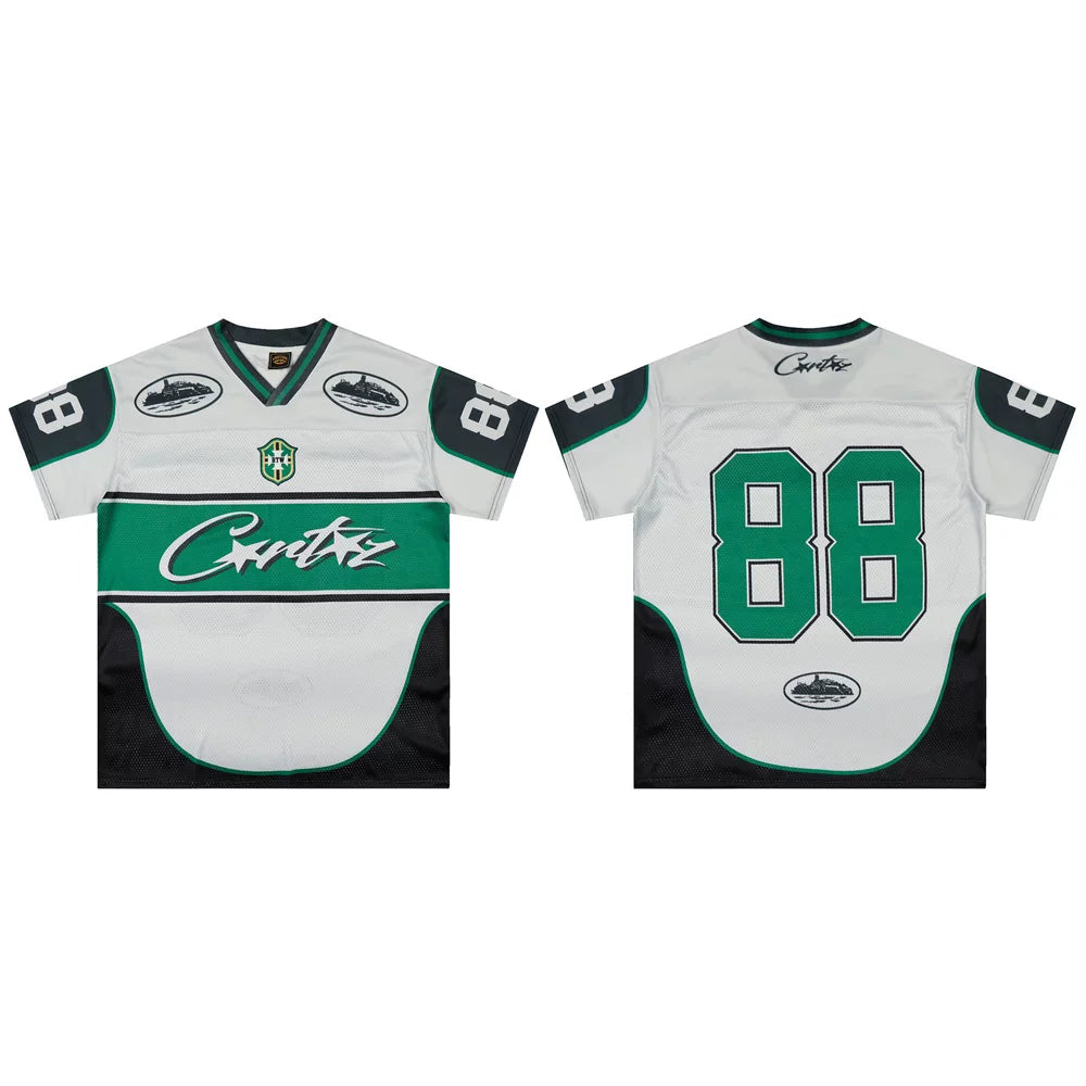 Corteiz Number 88 Athletic Jersey T-Shirt - White/Green/Black