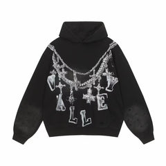 Vale Forever Valley Cross Necklace & Chain Graphic Vintage Wash Hoodie black