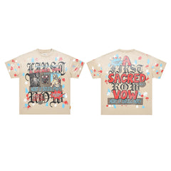 First Row “A Sacred Vow” Paint Splatter Collage Vintage Tee