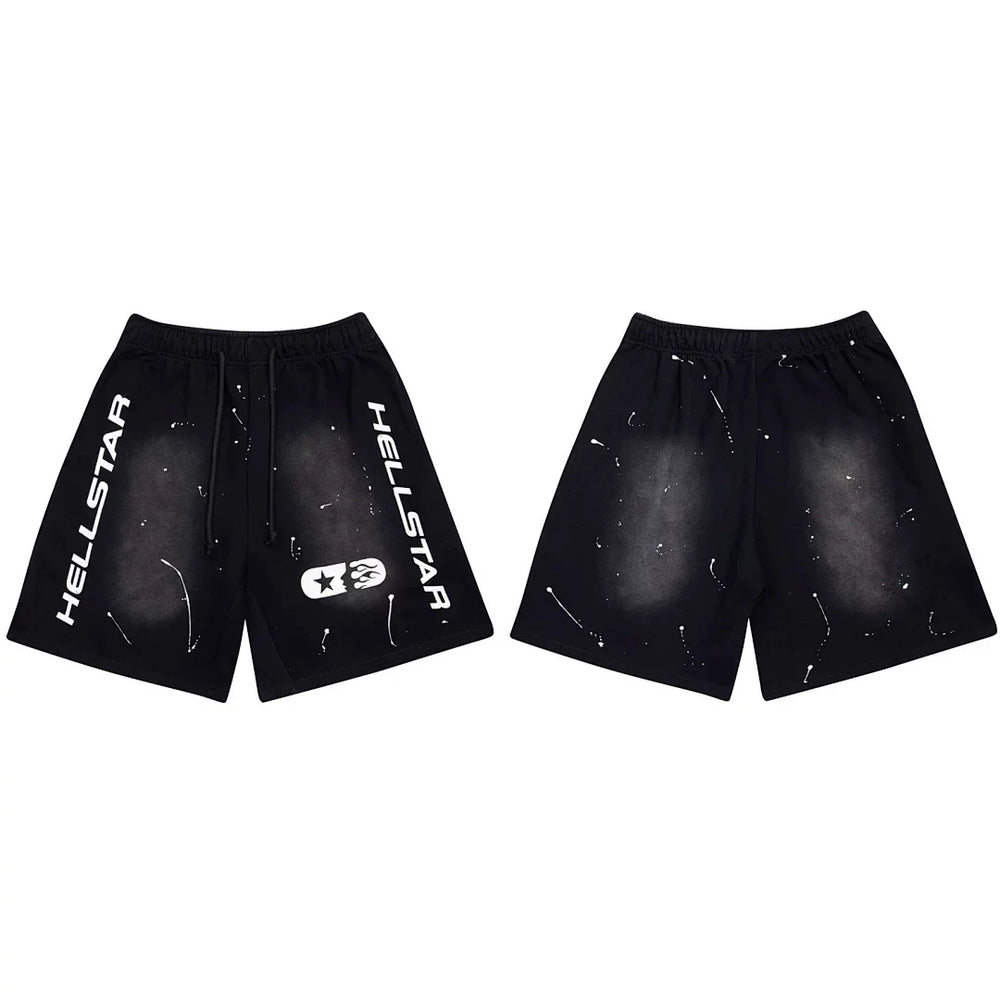 Hellstar Paint Splatter & Logo Shorts black