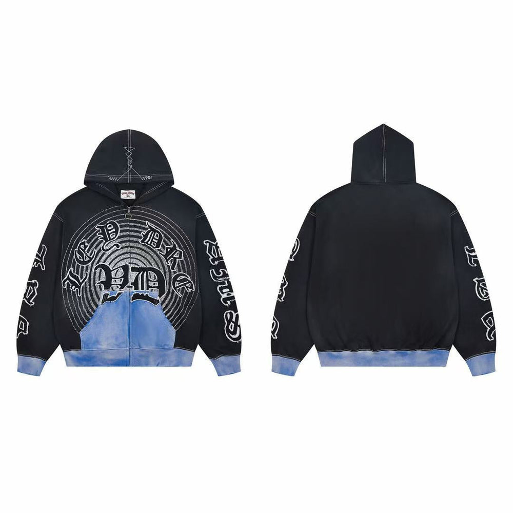 Vale Forever Vale Dreams Gothic Spiral Vintage Full-Zip Hoodie black
