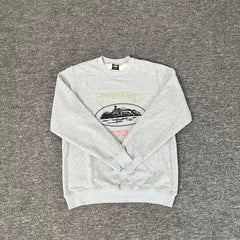 Corteiz "Rules The World" Island Logo Heavyweight Crewneck Sweatshirt - Grey