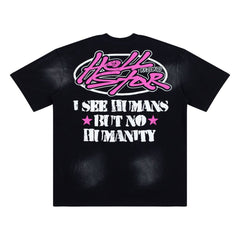 Hellstar Pink Letter Portrait Black Tee