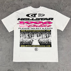 Hellstar Pink & Blue Flame Face White Tee