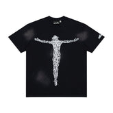 Hellstar QR Code Crucifix Figure Black Mineral Wash Tee
