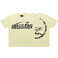 Hellstar Zebra Stripe Logo Cream Yellow Tee