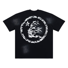 Hellstar Zebra Print Star Washed Black Tee